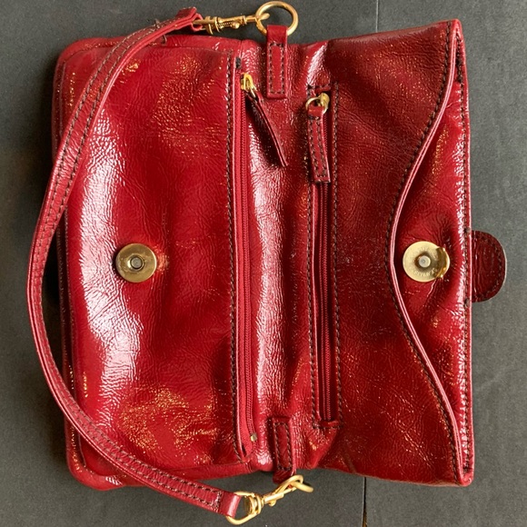 Rampage Clutch | Deep Cherry | Gold Accents | Removable Strap - Picture 7 of 11